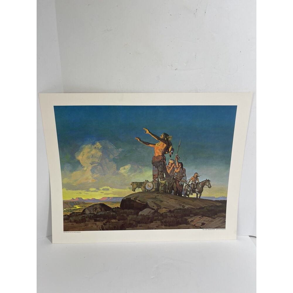 Native American Indian Painting Art Print Chris Kenyon Sun Worshipers Far‎ West